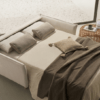 Sofá cama TABATA en modo cama con somier de malla electrosoldada